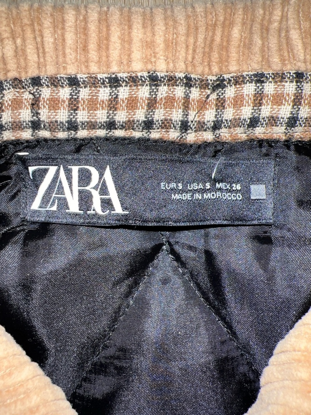 Zara Checked Shirt Jacket with Tan Corduroy Collar - Picture 2 of 16